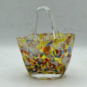 Multicolored Art Glass Basket Decor